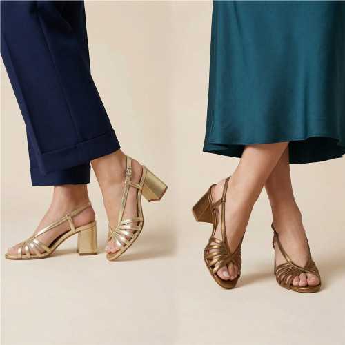 Tacón destalonado metalizado de Marlene Cruz